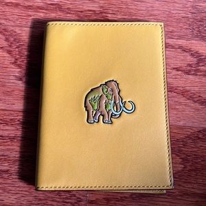 Rare Excellent Coach Mustard Yellow Beast Woolly Mammoth Passport Wallet